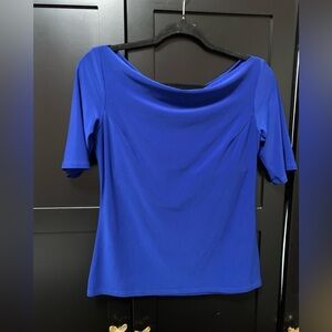 Joseph Ribkoff Royal Blue 3/4 Sleeve Top cowl neck quiet luxury